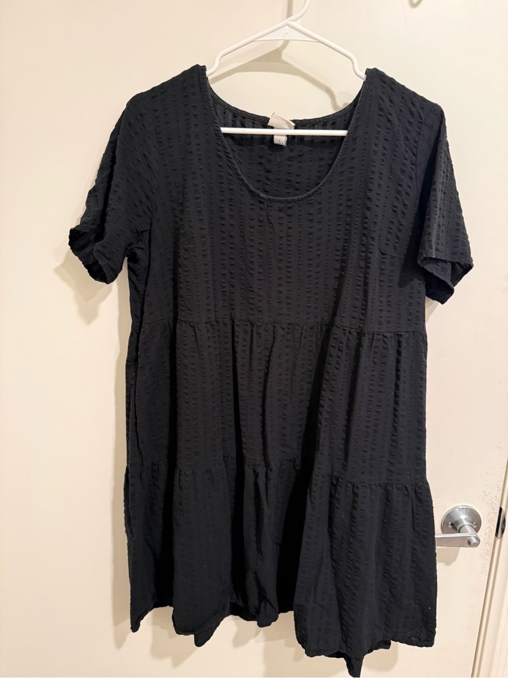 a new day Black Textured Tiered Mini Dress
